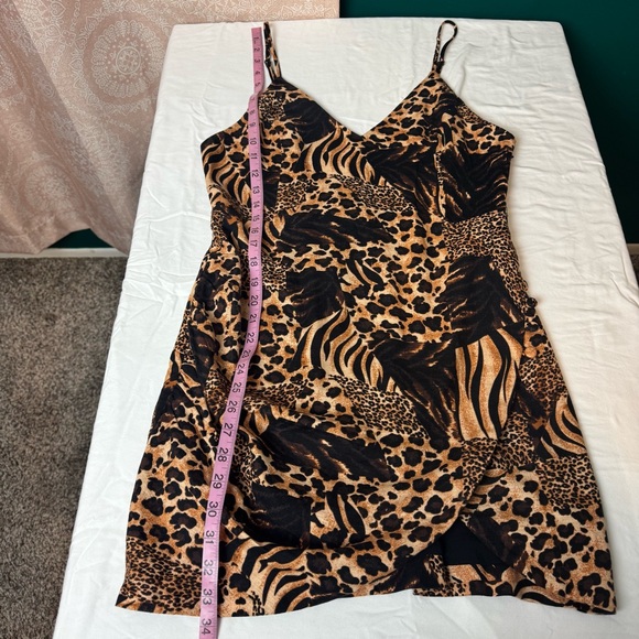 Urban Outiftters NWT Animal Leopard Tiger Print Patchwork Tank Dress Linen Sz L - Picture 6 of 12